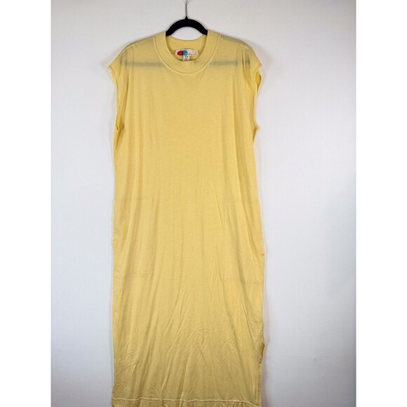 Free People FP Beach Womens Dress Yellow All Day Long Midi T Shirt Slit Medium - Picture 6 of 11